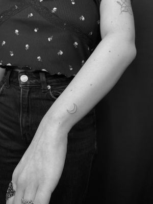 Moon fine line tattoo