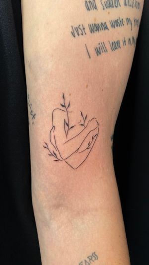 Love yourself , plant , fine line tattoo. 