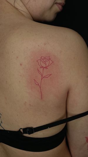 Red rose tattoo, rose fine line tattoo, femminine tattoo, fine line tattoo