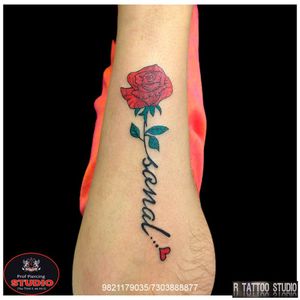 Name With Rose Tattoo..#name #rose #rosetattoo #nametattoo #love #roseflower #redrose #tattoo #tattooed #tattooing #ink #inked #rtattoo #rtattoos #rtattoostudio #ghatkopar #ghatkoparwest #mumbai #india