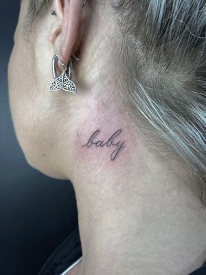 Baby tattoo, script tattoo, fine line tattoo