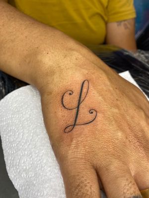 Letter L, fine line tattoo , lettering. 