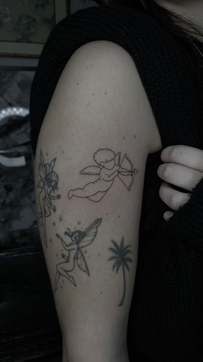Angel cupido , fine line tattoo