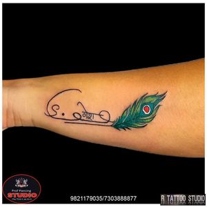 Name With Peacock Feather.. #name #peacock #feather #nametattoo #morpankh #morpankhtattoo #devanagari #devanagaritattoo #peacockfeather #peacockfeathertattoo #feathertattoo #love #tattoo #tattooed #tattooing #ink #inked #rtattoo #rtattoos #rtattoostudio #ghatkopar #ghatkoparwest #mumbai #india