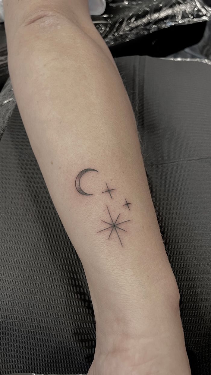 Moon and Stars • Tattoodo, image size:700x1244