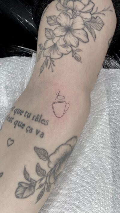 Cup of coffee , fine line tattoo