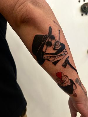 Get a powerful blackwork tattoo inspired by Jamie Foxx in Tarantino's Django Unchained, by the talented artist Miss Vampira.