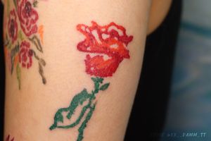 Floral tattoo rose * Watercolor * Oilpastel drawing