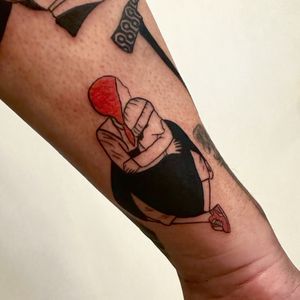 Elegant design by Miss Vampira combining minimalistic style with bold outlines for a unique illustrative tattoo.