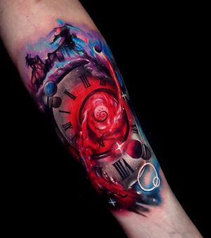 galaxy clock tattoo
