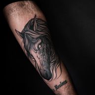 Horse on forearm, custom.