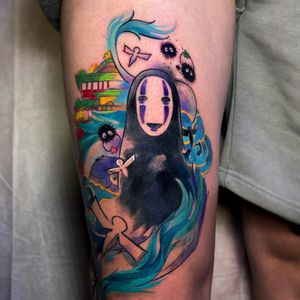 No face Chihiro Ghibli tattoo art 