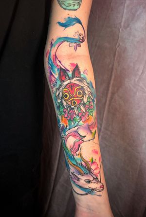 Haku and Mononoke Ghibli theme anime tattoo 