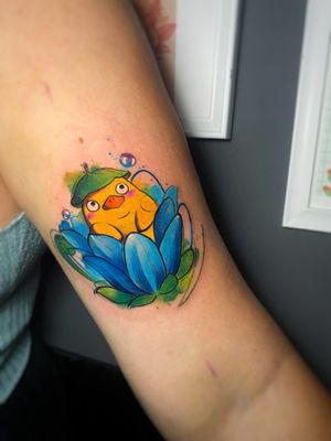 Ghibli Chihiro duck watercolor anime tattoo 