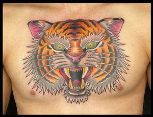 Neo traditional tiger on chest 