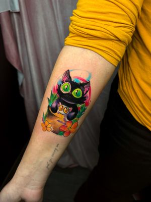 Suzume Cats anime tattoo 