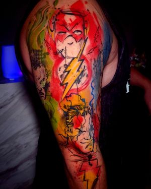 watercolor superhero tattoo