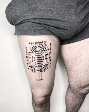 Get a stunning blackwork tattoo with intricate geometric patterns by Malvina Maria Wisniewska.