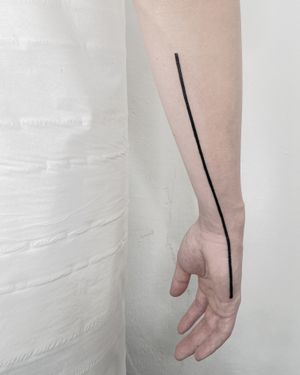 Unique blackwork tattoo featuring precise geometric lines, created by Malvina Maria Wisniewska.