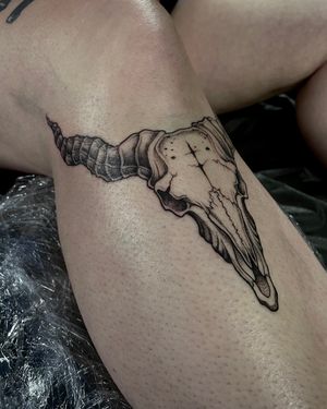 Get a unique illustrative skull tattoo by the talented artist Kat Jennings. Bold and impactful design that will make a statement.