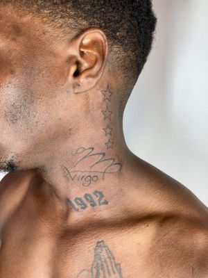 Elegant fine line star tattoo designed for dark skin, created by the talented artist Gee.