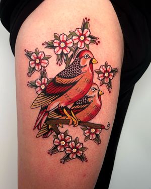 Custom traditional thigh piece by our resident @nicole__tattoo 
Nicole has limited availability this month. 
Books/info in our Bio: @southgatetattoo 
•
•
•
#traditionaltattoo #birdtattoo #birdstattoo #floraltattoo #oldschooltattoo #northlondon #sgtattoo #northlondontattoo #southgatepiercing #southgatetattoo #amazingink #southgate #southgateink #londontattoo #londonink #london #londontattoostudio #enfield 
