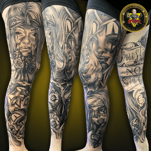 💥 Wrapped in the inked tales of Chicano, this full leg sleeve is more than just art—it's a statement. 🏆 Crafted by the skilled hands of Lethal Ink Pattaya's artists, each line whispers stories of defiance, resilience, and loyalty. 📌 Location : Soi Yamato 13/1 (Pattaya), Thailand 📩 Email : LethalInkPattaya@gmail.com 📱 Whatsapp : +66994198164 ➡️ Line Id : @366nlqwa ➡️ TikTok : lethalink.official ➡️ Facebook : lethalink.official #TattooThailand #LethalInkPattaya #LethalInkThailand 