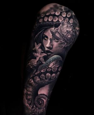 Mermaid, underwater full leg sleeve