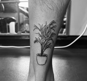 Gabriele Lacerenza's illustrative tattoo design featuring a beautiful vase with a plant motif. Perfect for nature lovers!