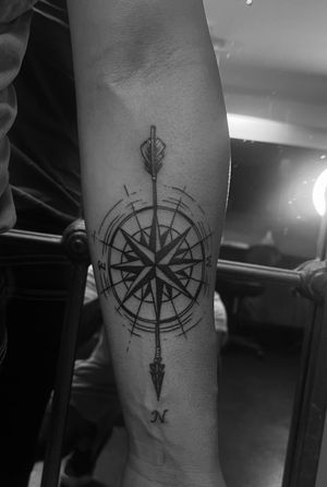 Navigate your own path with this stunning illustrative tattoo by Gabriele Lacerenza. Perfect for those who seek adventure and direction in life.