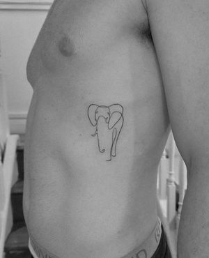 Get inked with this fine line single line elephant design by Monike for a sleek and modern look.