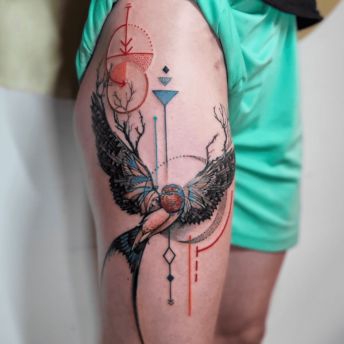 Tattoo uploaded by Chasinghawk Tattoos • Swallow tree geometric tattoo ...