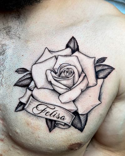 Blackwork rose tattoo