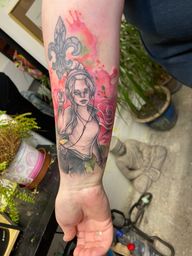 Full of watercolour blends with black and grey mix dreamy burst of beauty by Eve at Inksane #watercolour #tattoo