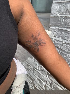 Beautiful and intricate butterfly design on dark skin by jadeshaw_tattoos.