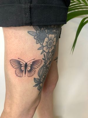 Get inspired by this stunning illustrative butterfly tattoo. Visit jadeshaw_tattoos for more amazing ink art!