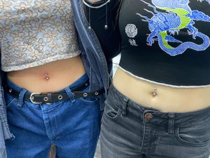 matching belly piercing
