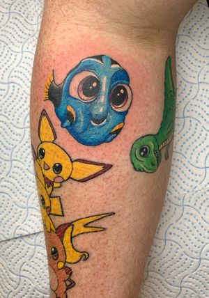 Get lost in the ocean with this cute and playful illustrative tattoo of Dory from Finding Nemo by jadeshaw_tattoos.