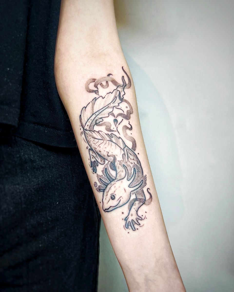 Tattoo uploaded by Lenny Cloud • Axolotl with kelp • Tattoodo