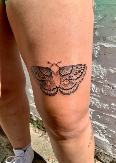 Check out this stunning illustrative moth tattoo by jadeshaw_tattoos. Delicately detailed and beautifully executed.