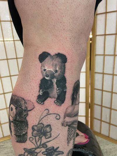 Realism Micro realism Black and grey Teddy bear tattoo 
