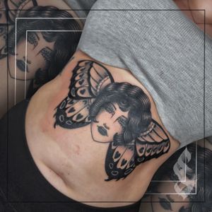 Traditional lady butterfly head