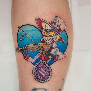 Get a stunning anime tattoo of Lucifer from Hazbin Hotel by artist Belle Tannahill. Perfect for fans of the show!