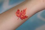 Floral tattoo _ Maple leaf * abstract drawing, colour style