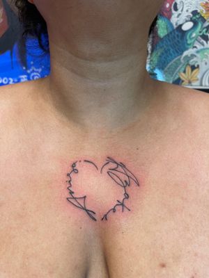 My clients children’s names twisted into a heart as that’s where they belong 