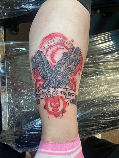 Totally amazing tribute to Gears of war game , #watercolour #gamertattoo #gamer