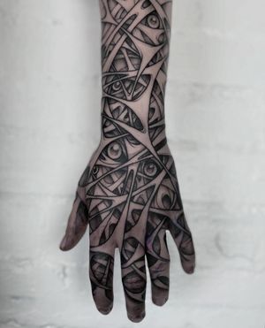 Get a unique illustrative tattoo by Claudia Smith featuring abstract patterns. Stand out with this stylish and artistic design.