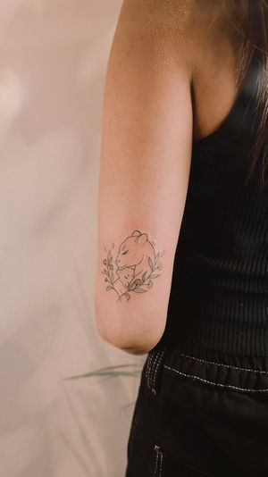 fine line lioness tattoo