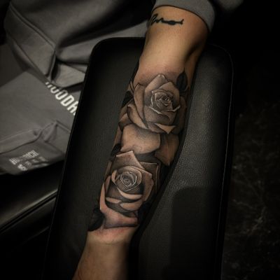 Exquisite illustrative design by Simon Says Ink, showcasing a beautiful flower motif in stunning black and gray realism.