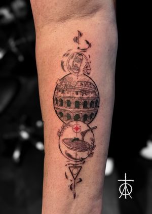Travel Tattoo Rome Memories by Fine Line Tattoo Artist Claudia Fedorovici in Amsterdam #traveltattoo #rome #finelinetattooartist #claudiafedorovici #tattooartistsamsterdam #tempesttattooamsterdam #geometrictattoo #fineline #microtattoo 